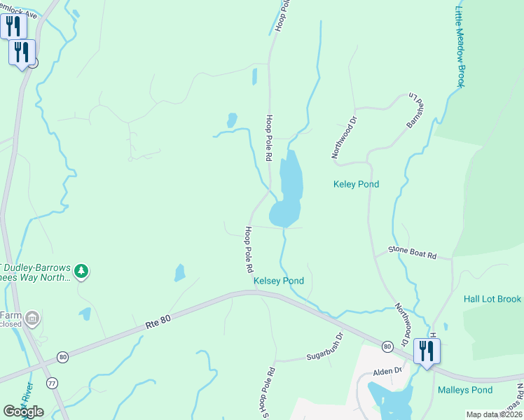 map of restaurants, bars, coffee shops, grocery stores, and more near 900 Hoop Pole Road in Guilford