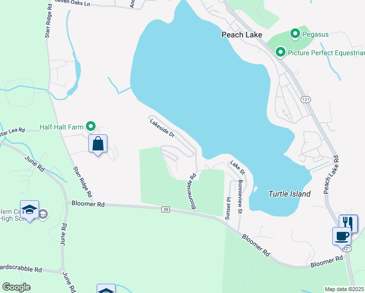 map of restaurants, bars, coffee shops, grocery stores, and more near 98 Peach Hill Road in North Salem