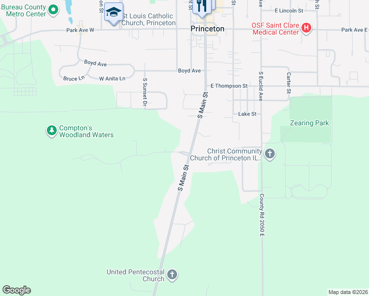 map of restaurants, bars, coffee shops, grocery stores, and more near 1500 South Main Street in Princeton