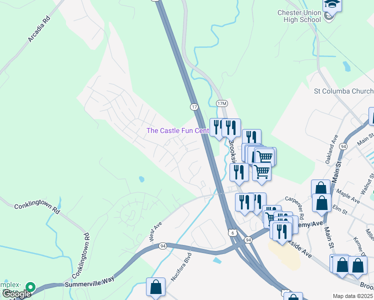 map of restaurants, bars, coffee shops, grocery stores, and more near 1907 Whispering Hills in Chester
