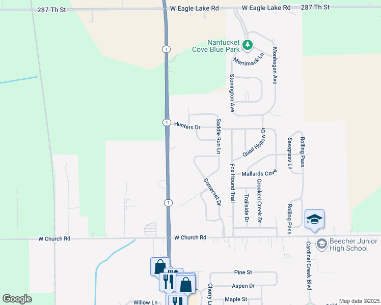 map of restaurants, bars, coffee shops, grocery stores, and more near 441 Tramore Avenue in Beecher