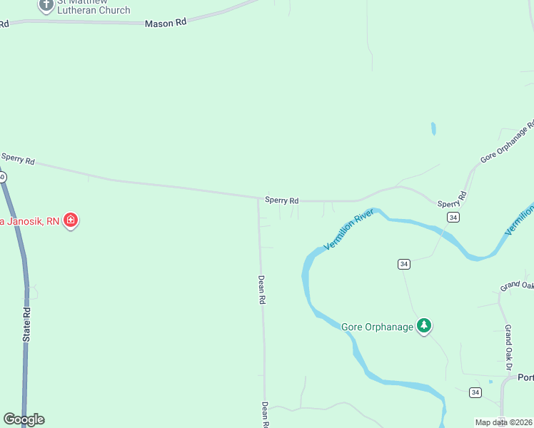 map of restaurants, bars, coffee shops, grocery stores, and more near 8706 Dean Road in Vermilion