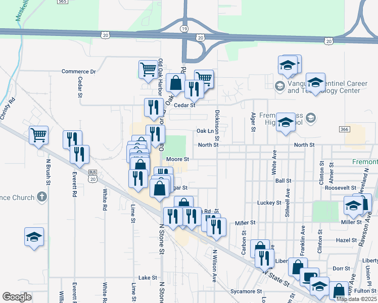 map of restaurants, bars, coffee shops, grocery stores, and more near 1310 Elmhurst Lane in Fremont