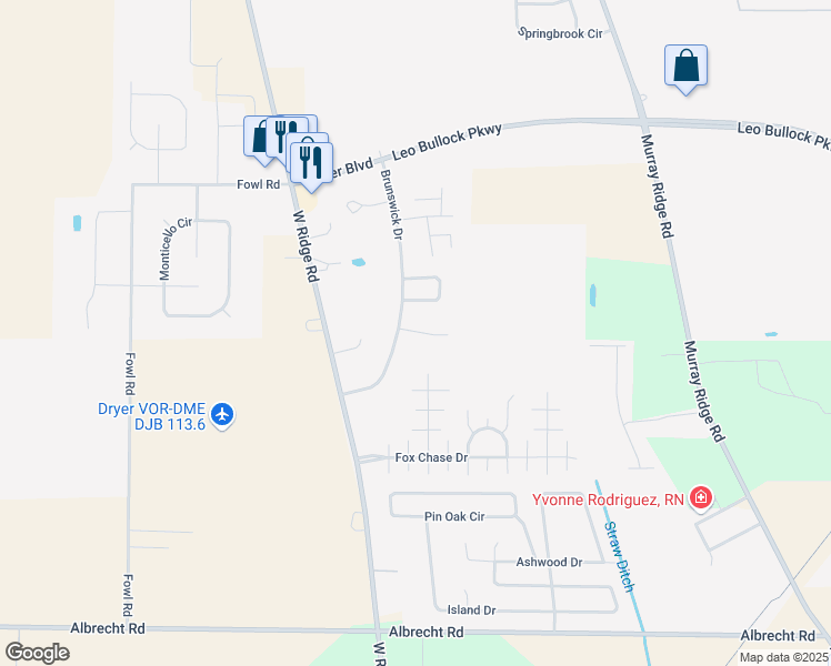 map of restaurants, bars, coffee shops, grocery stores, and more near 226 Brunswick Drive in Elyria
