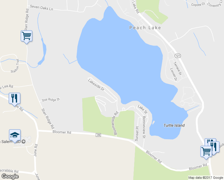 map of restaurants, bars, coffee shops, grocery stores, and more near 5 Lakeside Drive in North Salem