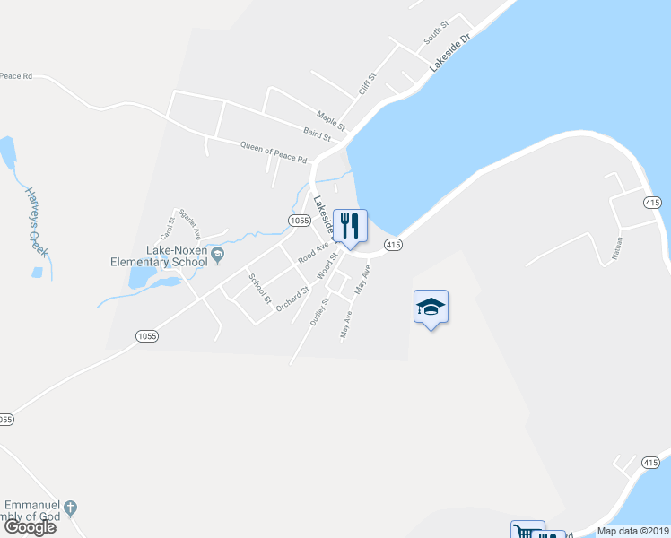 map of restaurants, bars, coffee shops, grocery stores, and more near 291 Brook Street in Harveys Lake