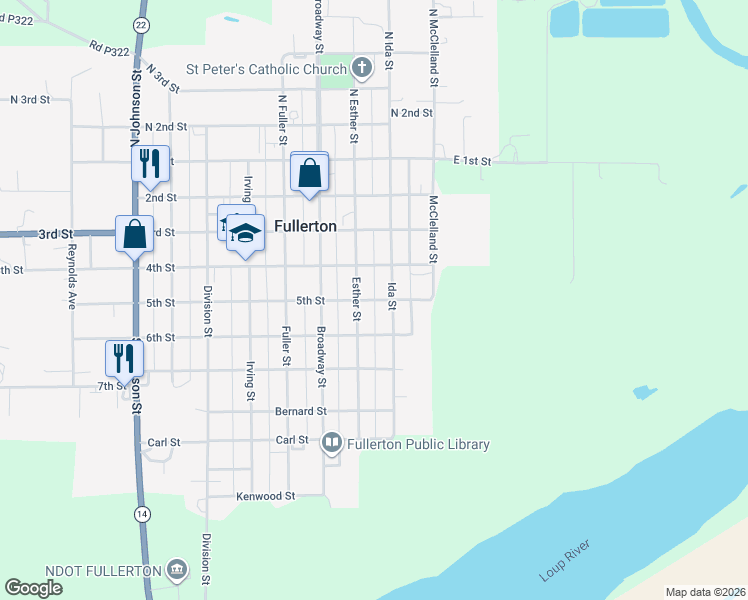 map of restaurants, bars, coffee shops, grocery stores, and more near 251 5th Street in Fullerton