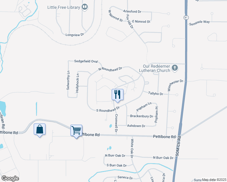 map of restaurants, bars, coffee shops, grocery stores, and more near 32450 Cromwell Drive in Solon