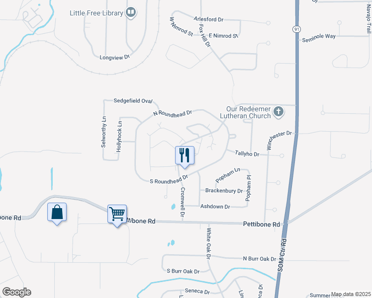 map of restaurants, bars, coffee shops, grocery stores, and more near 32300 Monroe Court in Solon
