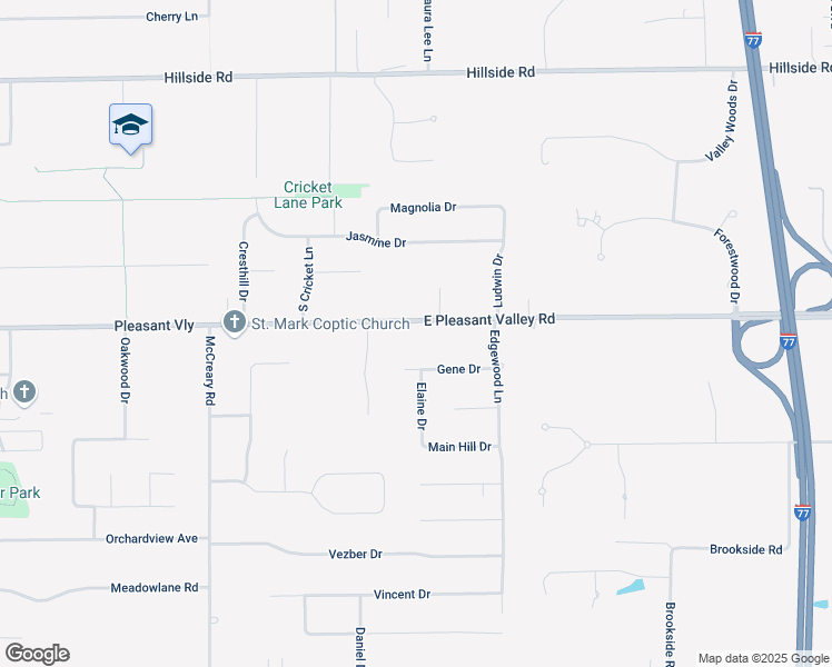 map of restaurants, bars, coffee shops, grocery stores, and more near 4110 East Pleasant Valley Road in Seven Hills