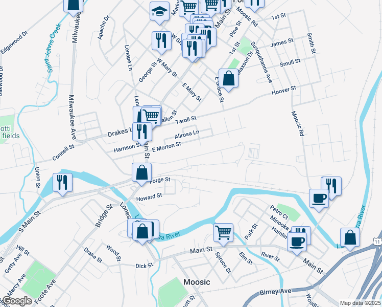 map of restaurants, bars, coffee shops, grocery stores, and more near 304 Orchard St in Old Forge