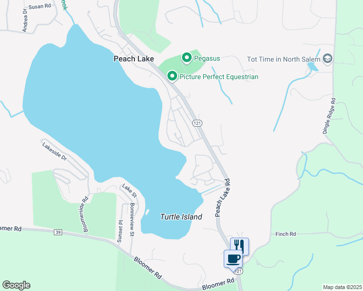 map of restaurants, bars, coffee shops, grocery stores, and more near 8 Locust Drive in Salem Center