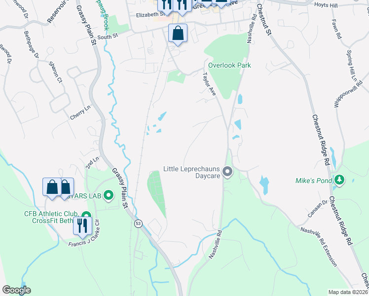 map of restaurants, bars, coffee shops, grocery stores, and more near 15 Goodhill Road in Bethel