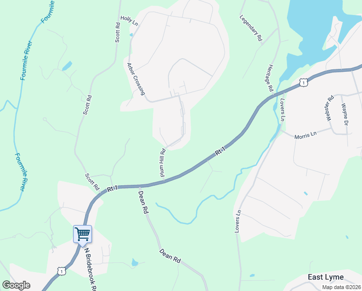 map of restaurants, bars, coffee shops, grocery stores, and more near 17 Plum Hill in East Lyme