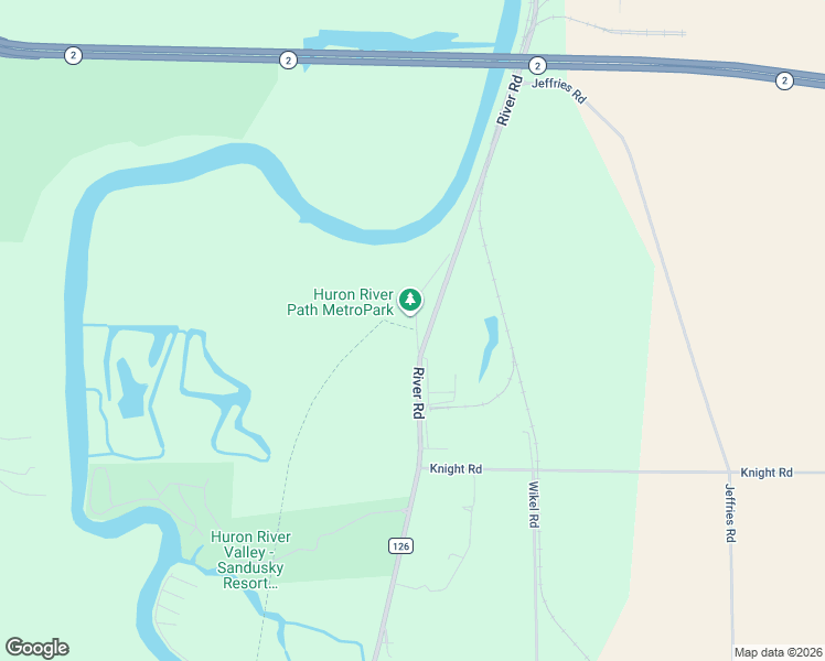 map of restaurants, bars, coffee shops, grocery stores, and more near Huron River Greenway in Huron