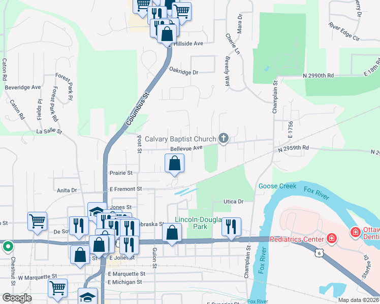 map of restaurants, bars, coffee shops, grocery stores, and more near 501 Bellevue Avenue in Ottawa