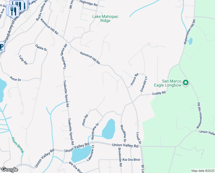map of restaurants, bars, coffee shops, grocery stores, and more near 51 Glenridge Road in Mahopac