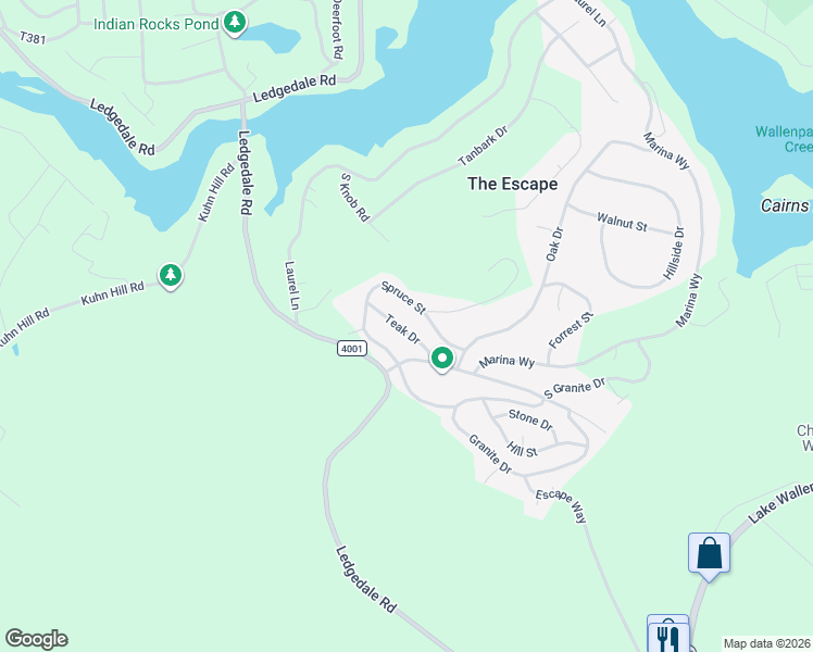 map of restaurants, bars, coffee shops, grocery stores, and more near 127 Teak Drive in Greentown