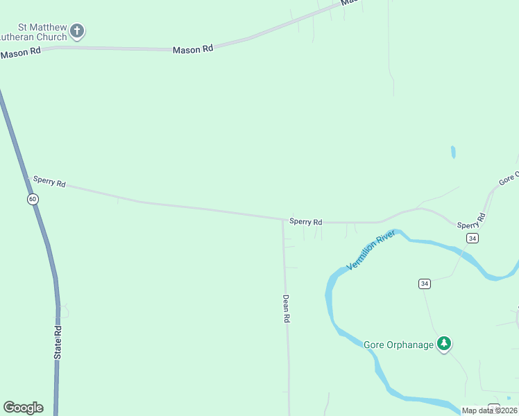 map of restaurants, bars, coffee shops, grocery stores, and more near 16295 Sperry Road in Vermilion