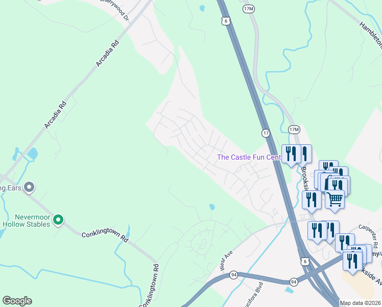 map of restaurants, bars, coffee shops, grocery stores, and more near 4311 Whispering Hills in Chester