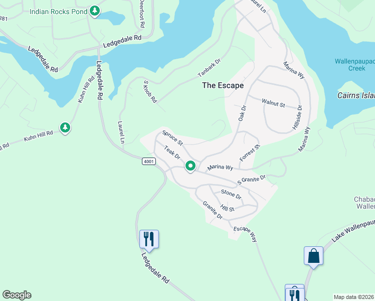 map of restaurants, bars, coffee shops, grocery stores, and more near 649-685 Hilltop Circle in Greentown