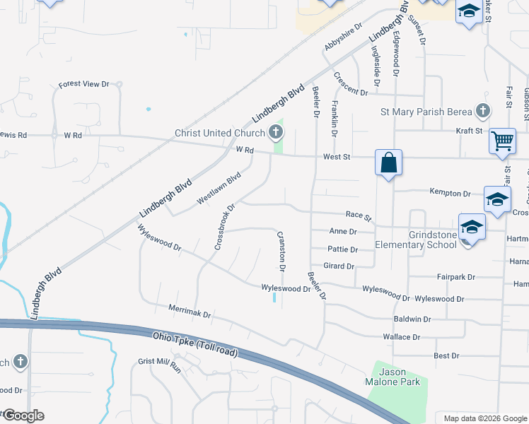 map of restaurants, bars, coffee shops, grocery stores, and more near 534 Race Street in Berea