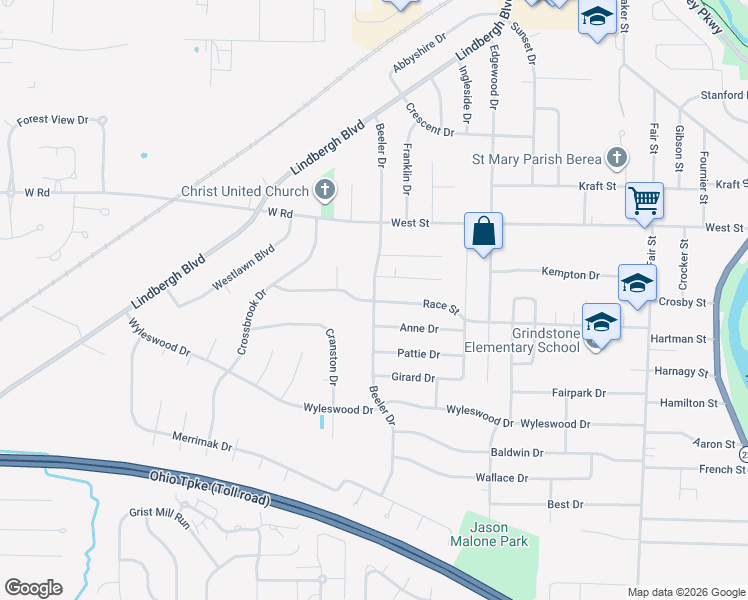 map of restaurants, bars, coffee shops, grocery stores, and more near 398 Beeler Drive in Berea