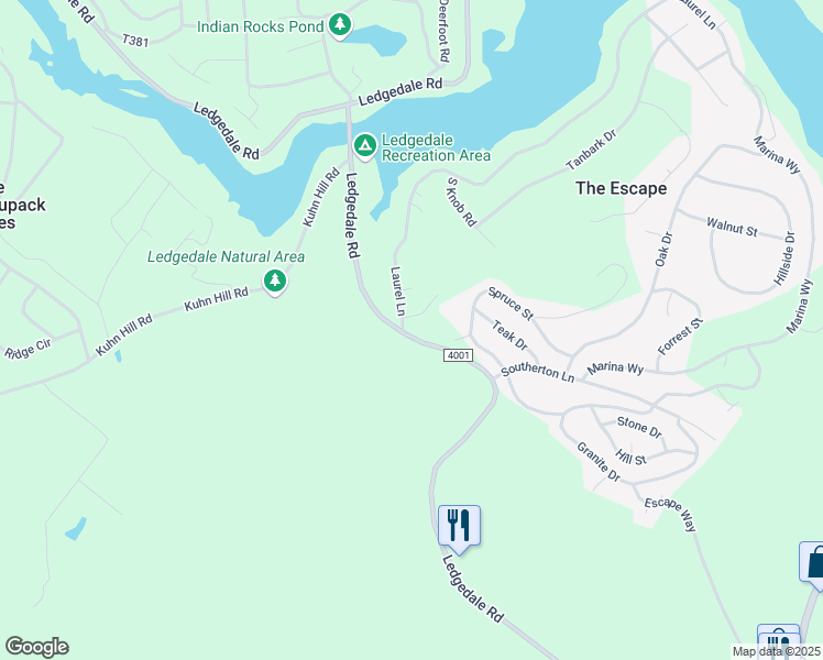 map of restaurants, bars, coffee shops, grocery stores, and more near 181 Ledgedale Road in Greentown