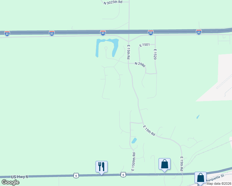 map of restaurants, bars, coffee shops, grocery stores, and more near 2952 East 1489th Road in Ottawa