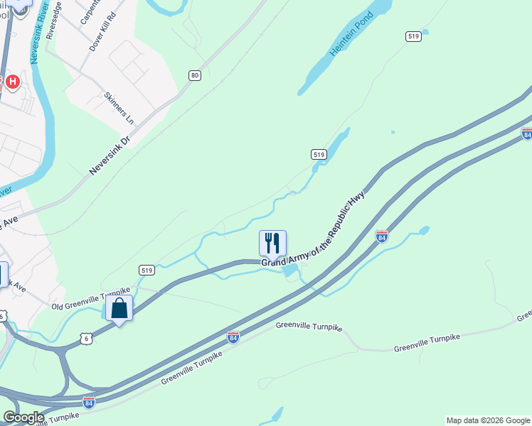 map of restaurants, bars, coffee shops, grocery stores, and more near 62 Lime Kiln Road in Port Jervis