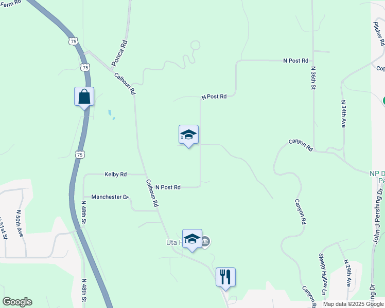 map of restaurants, bars, coffee shops, grocery stores, and more near 11300 North Post Road in Omaha