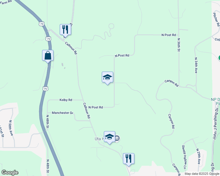 map of restaurants, bars, coffee shops, grocery stores, and more near 11300 North Post Road in Omaha