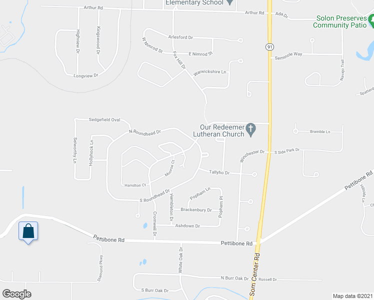 map of restaurants, bars, coffee shops, grocery stores, and more near 32701 Cromwell Drive in Solon