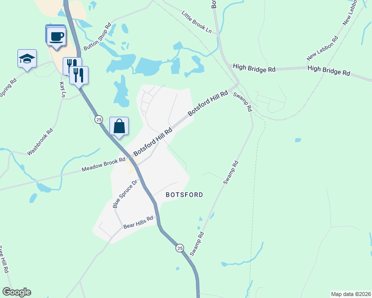 map of restaurants, bars, coffee shops, grocery stores, and more near 7 Stuart Drive in Newtown