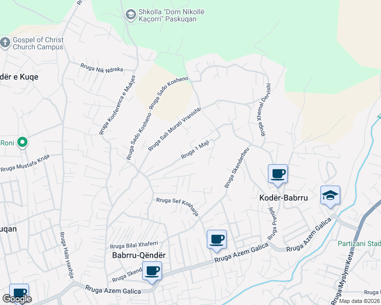 map of restaurants, bars, coffee shops, grocery stores, and more near Rruga 1 Maji in Kamëz