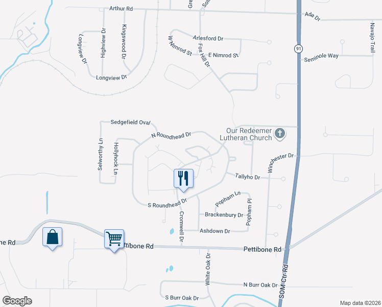 map of restaurants, bars, coffee shops, grocery stores, and more near 32537 Jefferson Drive in Solon