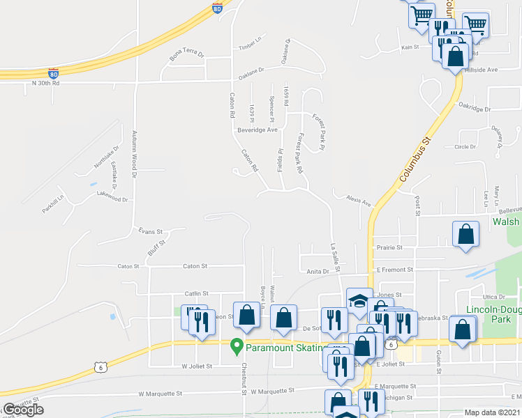 map of restaurants, bars, coffee shops, grocery stores, and more near 2011 Caton Road in Ottawa