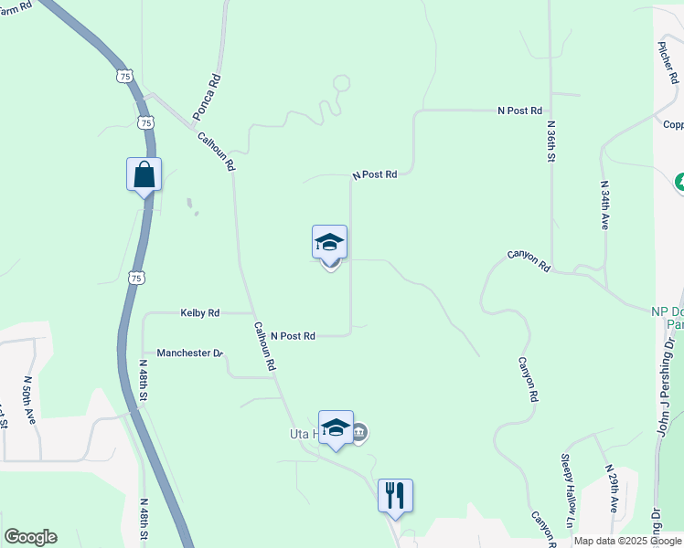 map of restaurants, bars, coffee shops, grocery stores, and more near 11300 North Post Road in Omaha