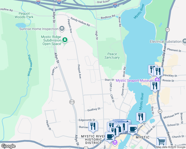 map of restaurants, bars, coffee shops, grocery stores, and more near 435 High Street in Groton
