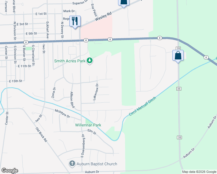 map of restaurants, bars, coffee shops, grocery stores, and more near 1598 Baron Ct in Auburn