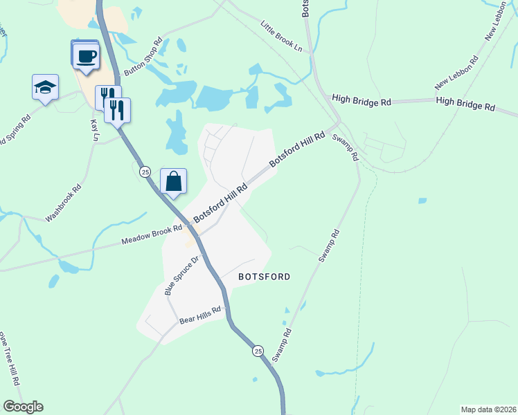 map of restaurants, bars, coffee shops, grocery stores, and more near 7 Stuart Drive in Newtown