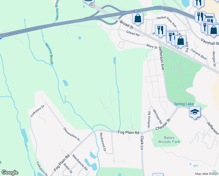 map of restaurants, bars, coffee shops, grocery stores, and more near 21A Giovanni Drive in Waterford