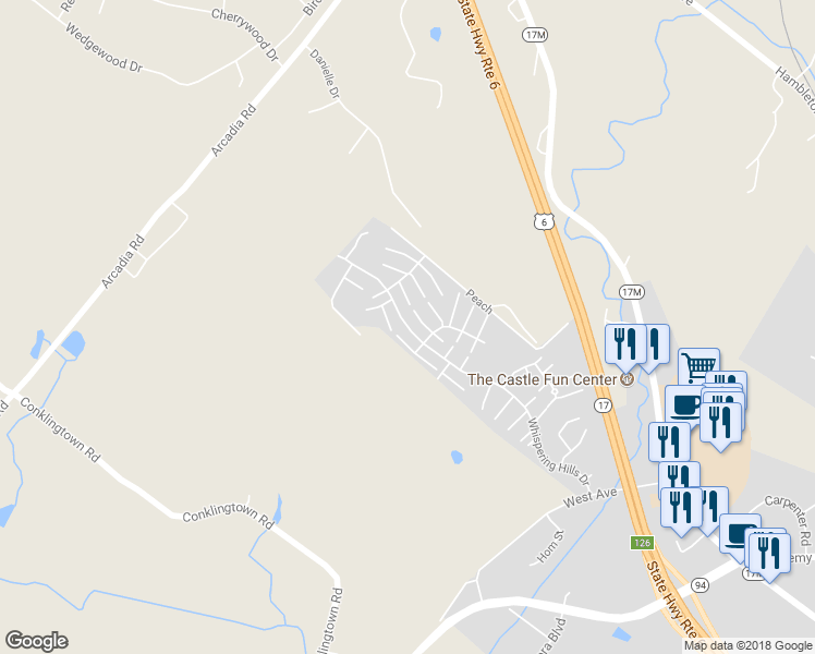 map of restaurants, bars, coffee shops, grocery stores, and more near 2724 Whispering Hills in Chester