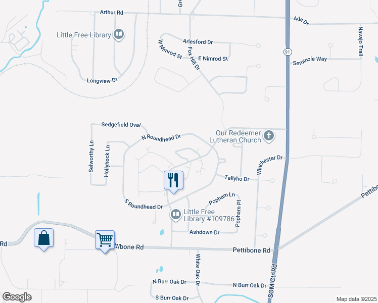 map of restaurants, bars, coffee shops, grocery stores, and more near 32693 Jefferson Drive in Solon