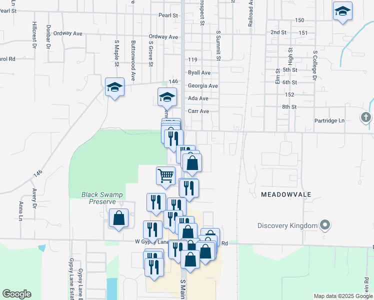 map of restaurants, bars, coffee shops, grocery stores, and more near 891 South Main Street in Bowling Green