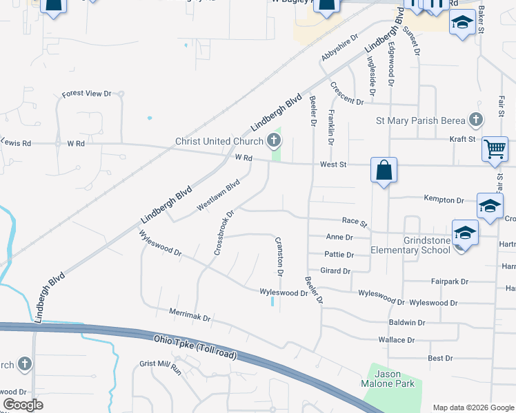 map of restaurants, bars, coffee shops, grocery stores, and more near 534 Race St in Berea