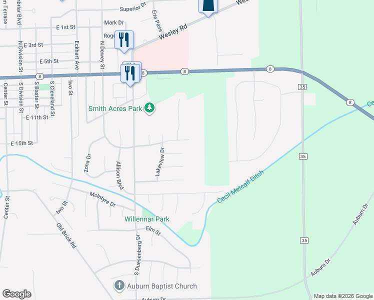 map of restaurants, bars, coffee shops, grocery stores, and more near 1598 Baron Ct in Auburn