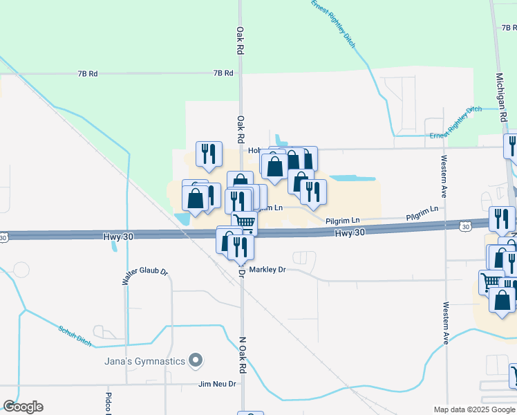 map of restaurants, bars, coffee shops, grocery stores, and more near Pilgrim Lane in Plymouth
