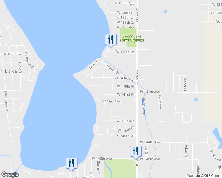 map of restaurants, bars, coffee shops, grocery stores, and more near 7501 West 140th Place in Cedar Lake