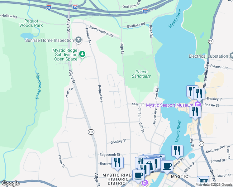 map of restaurants, bars, coffee shops, grocery stores, and more near 435 High Street in Groton